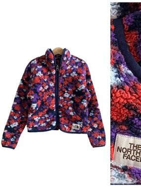 The North Face Girls Floral Fleece Jacket Coat XS
